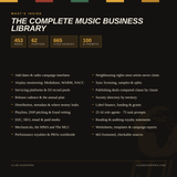 What's inside The Complete Music Business Library — 453 pages, 62 chapters, 665 cited sources, 100 AI prompts.